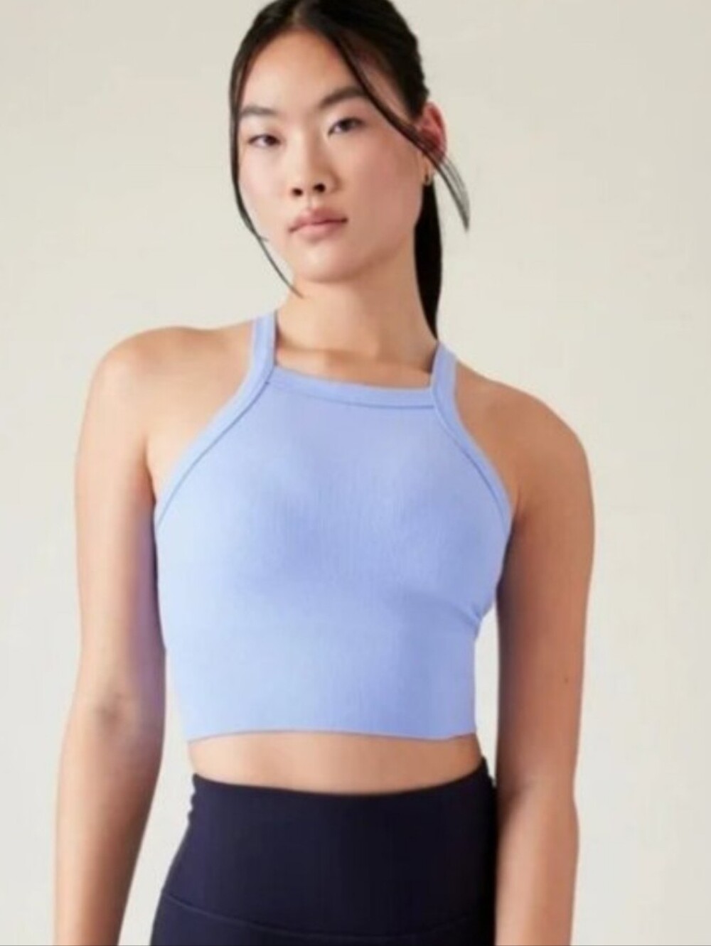 Athleta Aurora Seamless High Neck V-Back Ribbed Tank Top Size XS